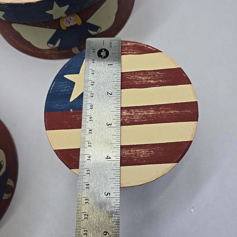 Lot of 3 Vintage Patriotic Angel paper Box Red/White Stripes Stars Angels - Picture 15 of 15